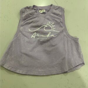 Kids Purple Tank Top with Sun and Wave Design